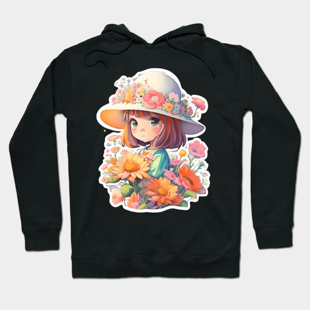 Cute girl wearing sunhat Hoodie by Tee-It-Spot